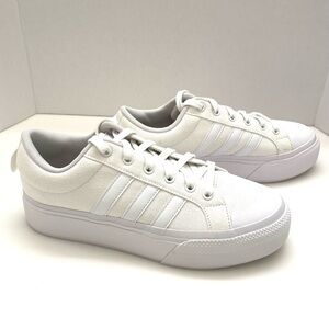 Adidas Bravada 2.0 White Canvas Platform Skate Sneakers Shoes Womens 9.5